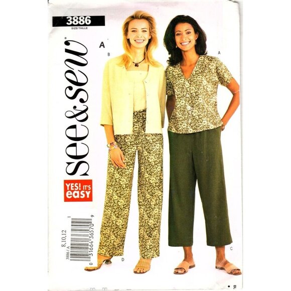 McCalls 6373 Misses 8 to 12 Very Easy Jacket, Top and Pants Uncut Sewing Pattern - Picture 1 of 2
